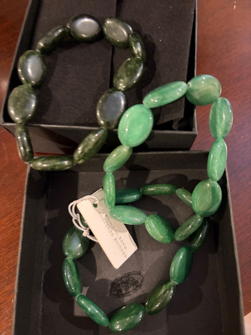 New set of 3 Green Beaded Stretch Bracelets